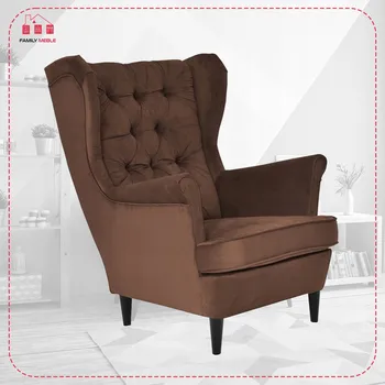 Křeslo Křeslo ušák Gaja skandinávský styl Family Meble hnědá čokoládová béžová