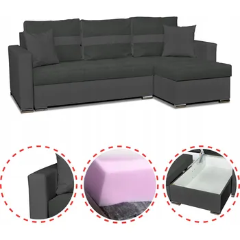 Sedací souprava Rohová Sedací Souprava pohovka Figo s funkcí rohová sedačka , Family Meble šedošedá