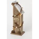 Vánoční domek, dřevěný, 30 cm, teplá bílá, časovač, 2× AA - EMOS LED