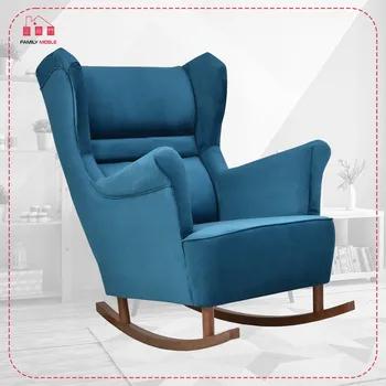 Křeslo Houpací křeslo ušák Zoja, skandinávský styl Family Meble, tyrkysové modré