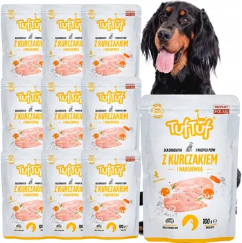 Krmivo pro psa Vlhké krmivo pro psy Tuf Tuf 65% masa sáčky 10 x 100 g kuře s mrkví