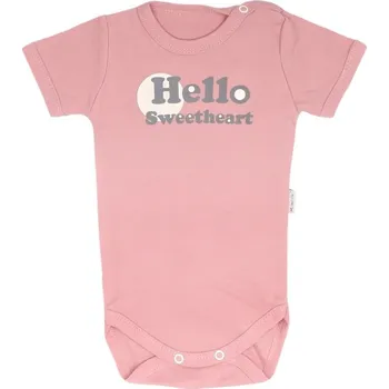 Kojenecký body Mamatti Kojenecké body krátký rukáv Hello - korálové Velikost: 80 (9-12m)