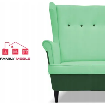 Pohovka Pohovka dvoumístná ušák ARI DUO skandinávský styl Family Meble zeleno-mátová