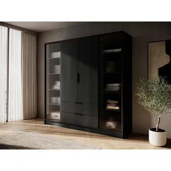 Šatní skříň Skříň Family Meble LIVIA 4DRD 206 x 200 x 51 cm černá