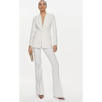 Dámské kalhoty Elisabetta Franchi Kalhoty z materiálu PA-026-41E2-V250 Bílá Regular Fit 44