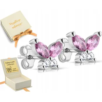 Náušnice NÁUŠNICE náušnice s růžovým motýlem, STŘÍBRO 925