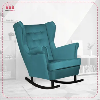 Křeslo Houpací křeslo ušák Diana, skandinávský styl Family Meble, tyrkysové modré