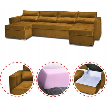 Sedací souprava Rohová Sedací Souprava Varius BIG rozkládací s úložným prostorem Family meble zlatá žlutá