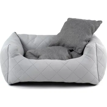 Pelíšek pro psa Vsepropejska Delux kožený pelech pro psa s polštářkem Barva: Šedá, Rozměr (cm): 55 x 45