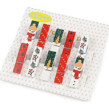 Vánoce Dřevěný kolíček s vánočním potiskem Varianta: mix, Balení: 10 ks