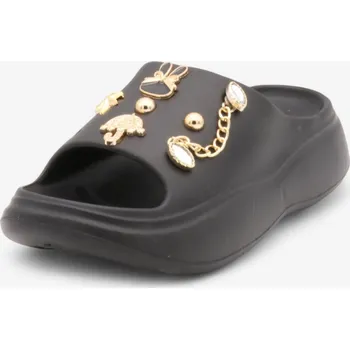 Dámské pantofle SAMLUX® Dámské černé pantofle s ozdobným řetízkem A8602 Barva: Black, Velikost: 36-37