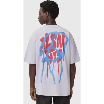 Pánské tričko Bavlněné tričko AllSaints pánské, fialová barva, s potiskem, M035PD 04X, vel. XS