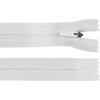 Zip Spirálový zip skrytý No 3 délka 25 cm na outdoorové oděvy a doplňky, semi-autolock Varianta: 101 bílá, Balení: 1 ks
