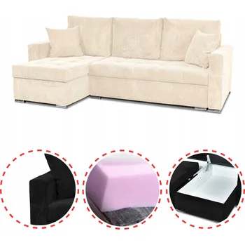 Sedací souprava Rohová Sedací Souprava Bonito rozkládací s funkcí spaní Family Meble manšestr béžová