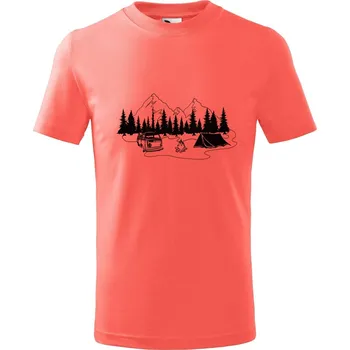 Chlapecké tričko Dětské tričko s potiskem Pod horami Velikost: 158/12 let, Barva trička: Korálová