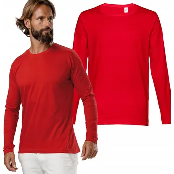 Tričko Pánské s Dlouhým Rukávem Bavlněné Longsleeve Hladké červené M