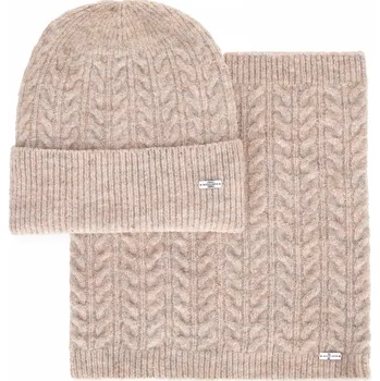 Čepice Dámská zimní souprava – čepice a nákrčník s copánkovým úpletem | WITTCHEN | 101-SF-209-9