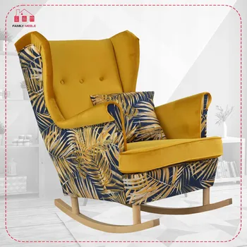 Křeslo Houpací křeslo ušák Ari Print Duo, skandinávský styl Family Meble, zlatý vzor