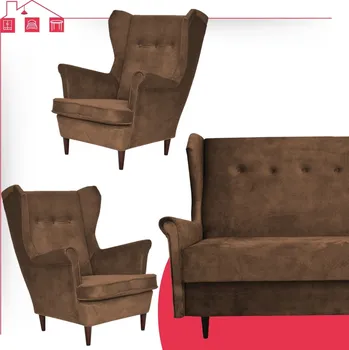 Sedací souprava Moderní sedací souprava do obývacího pokoje ušák hnědý ARI Family Meble
