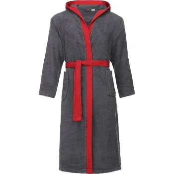 Pánský župan Pánský župan s kapucí Froté Bavlna L-190 Tmavě šedá/Červená S