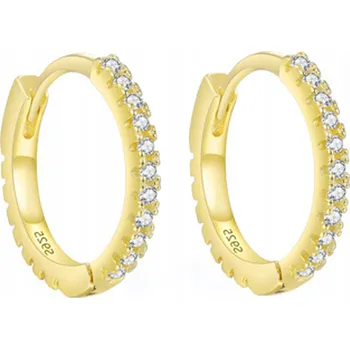 Náušnice Fraise náušnice 1,3 cm kolečka se zirkony stříbrné S925 pozlacené 14K zlatem