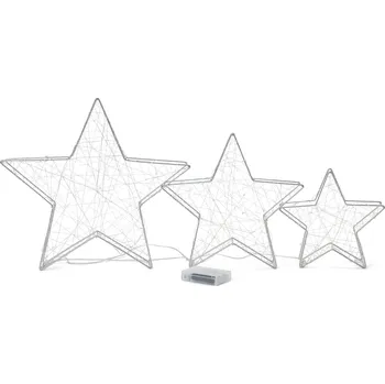 Vánoční dekorace 718159 - Tchibo - Dekorační hvězdy s Led, 3 ks, velké