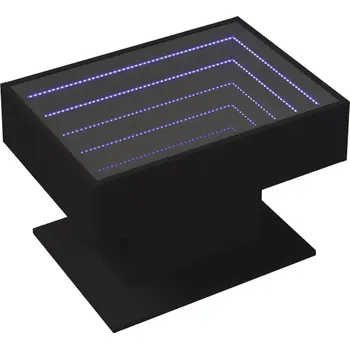 Konferenční stolek Konferenční stolek, LED podsvícení, dřevo, tvrzené sklo, černá, sklo čiré, INFINITY 8