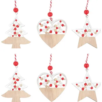 Vánoční dekorace Maják Dekorace 6cm,6ks,na zavěšení červený korálek