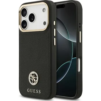 Pouzdro na mobilní telefon Pouzdro Guess Grained Strass Logo MagSafe pro iPhone 17 Pro - černé