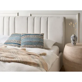 Povlečení Sada 2 polštářů béžová a modrá bavlna 45 x 45 cm geometrický vzor ručně tkané snímatelné potahy s výplní boho styl Beliani