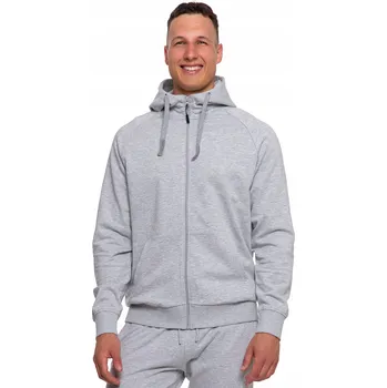 Pánská mikina PÁNSKÁ MIKINA NA ZIP DRESOVÁ S KAPUCÍ MORAJ S KAPSY ŠEDÁ XL