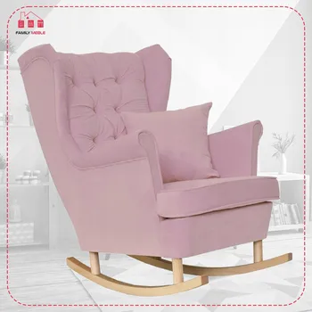 Křeslo Křeslo ušák Gaja houpací skandinávský Family Meble růžový houpačka na lyžích