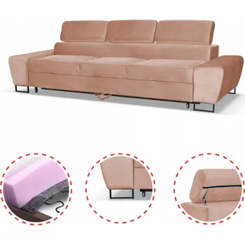 Pohovka Rozkládací pohovka / gauč pro 3 osoby s funkcí spaní Bosso Family meble tmavě béžová velurová