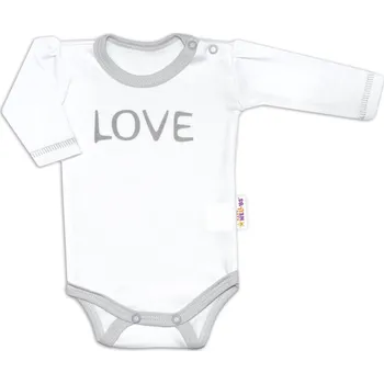 Baby Nellys Body dlouhý rukáv Love - bílé Velikost: 56 (1-2m)