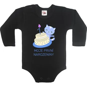 Kojenecký body Dětské body Kočička s volitelným věkem, Barva Černá, Velikost 80 / 9-12m, Canvas Dětské body Bezvatriko.cz 3066