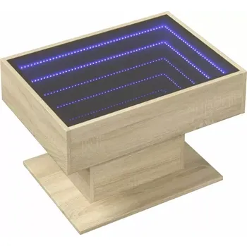 Konferenční stolek Konferenční stolek, LED podsvícení, dřevo, tvrzené sklo, dub sonoma, sklo čiré, INFINITY 8