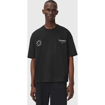 Pánské tričko Bavlněné tričko AllSaints pánské, černá barva, s potiskem, M042PD 99X, vel. XS