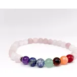 Náramek z minerálů - 7 čaker - Matný Růženín