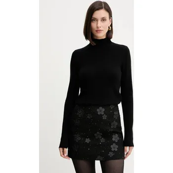 Dámský svetr Vlněný svetr Marella dámský, černá barva, s pologolfem, 2523366254200 99X, vel. XXL