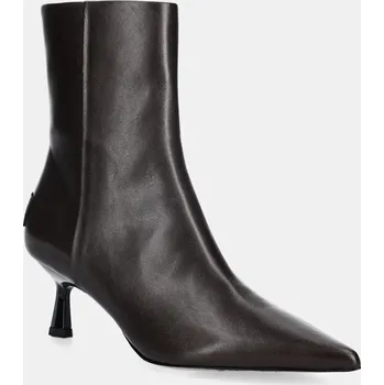 Dámské kozačky Kožené kotníkové boty AllSaints Vivian Boot dámské, hnědá barva, na podpatku, W008FD 89X, EUR 38