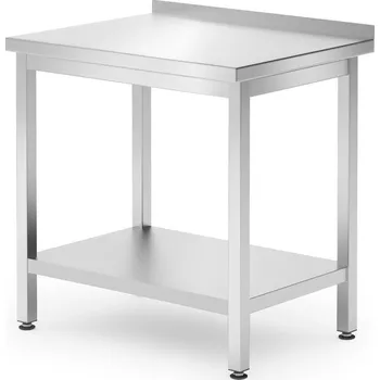 Dílenský stůl Nástěnný stůl s policí – přišroubovaný, hloubka 600 mm, HENDI, Kitchen Line, 800x600x(H)850mm