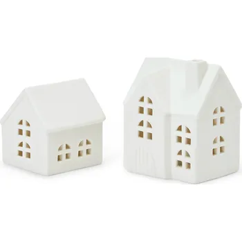 Vánoční dekorace Tchibo Keramické domečky s LED bílá
