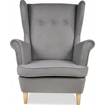 Křeslo Křeslo ušák ARI s podnožkou, skandinávský styl Family Meble, šedé