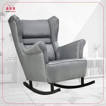 Křeslo Křeslo ušák Zoja houpací skandinávský styl Family Meble šedý velur dárek