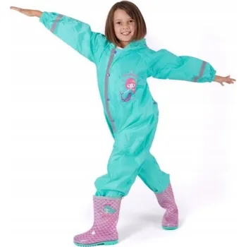 Dívčí oblečení Nepromokavý overal PERLETTI zelený s proužky, velikost 7-8 let