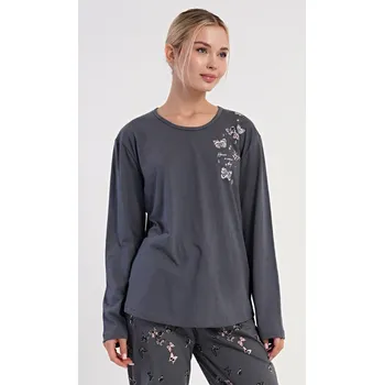 Dámské pyžamo Vienetta Dámské pyžamo dlouhé Lucia: tmavě šedá 3XL