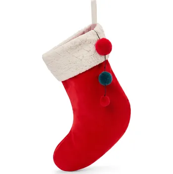 Vánoční dekorace 714211 - Tchibo - Sametová vánoční punčocha - barva: bílá