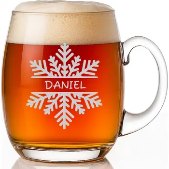 Sklenice Dekorant Vánoční ručně foukaná sklenice na pivo 650 ml 1KS