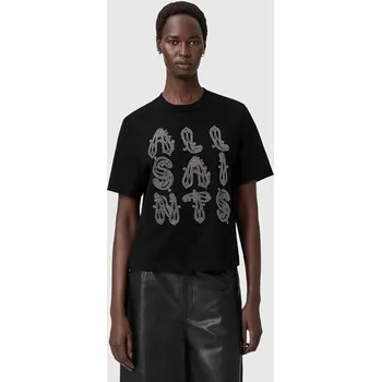 Bavlněné tričko AllSaints dámské, černá barva, W148JD 99X, vel. L