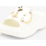 SAMLUX® Dámské bílé pantofle s ozdobným řetízkem A8602 Barva: White, Velikost: 40-41